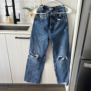 Blue Relaxed Fit Distressed Jeans